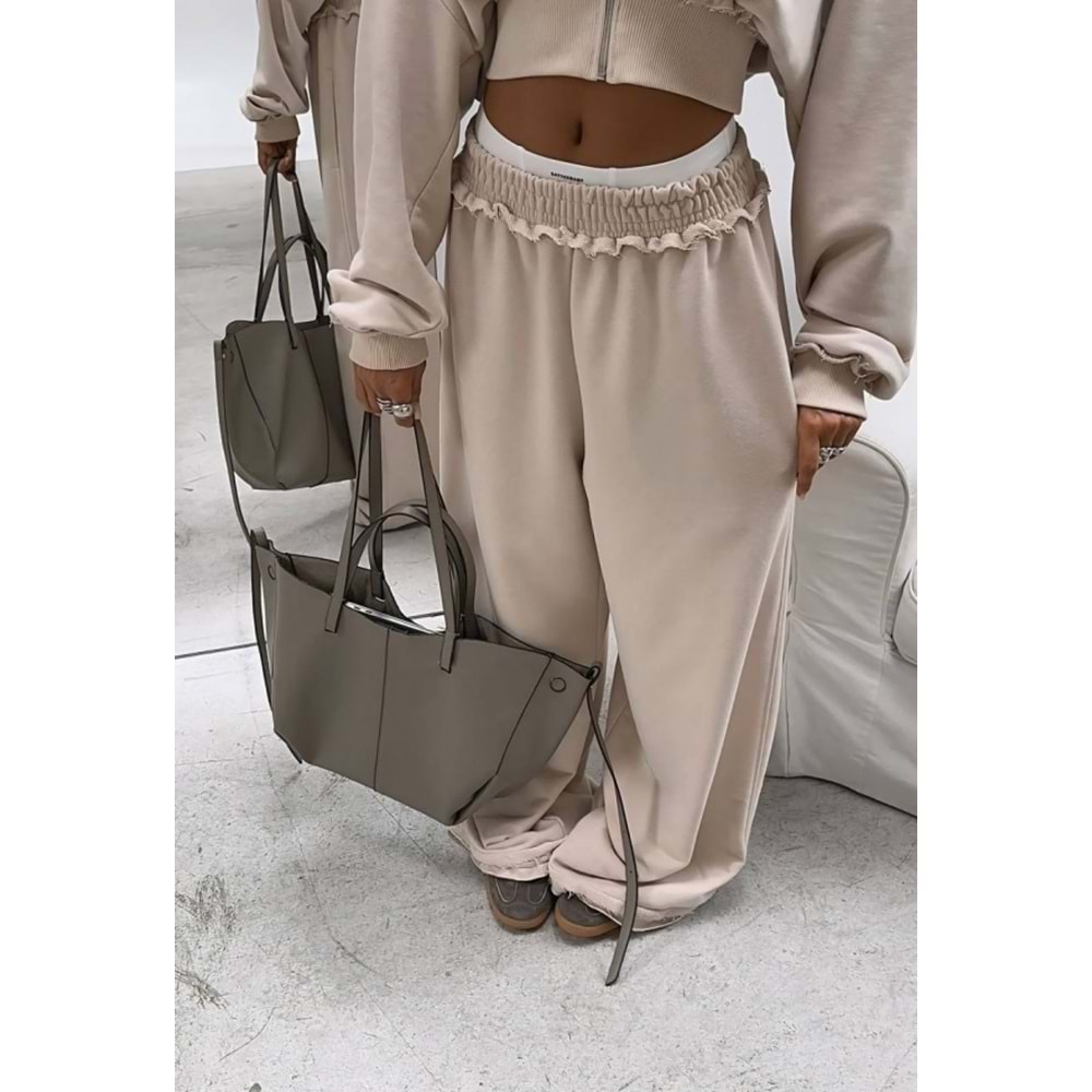 Kadın Yeni Sezon Vizon Renk Fermuar Kapama Eşofman Takımı 2 Parça