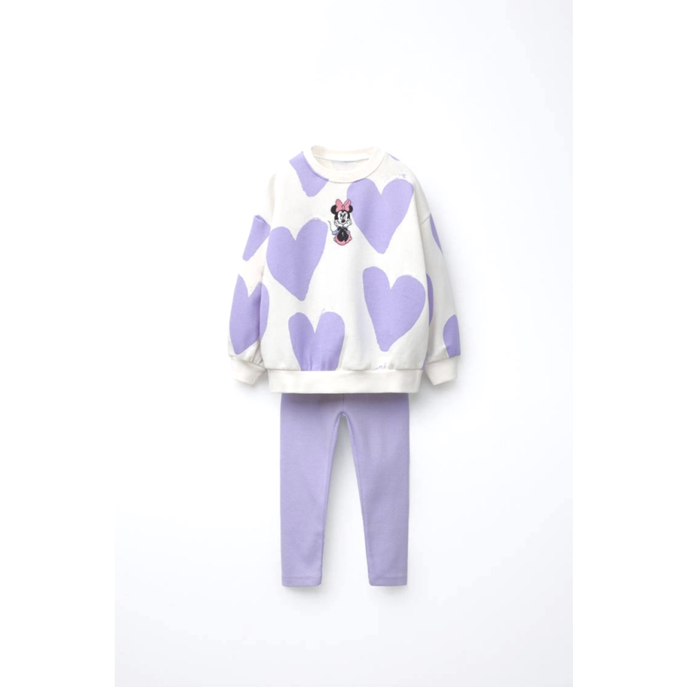 Çocuk Mor Desenli 2’li Takım – Sweatshirt & Tayt