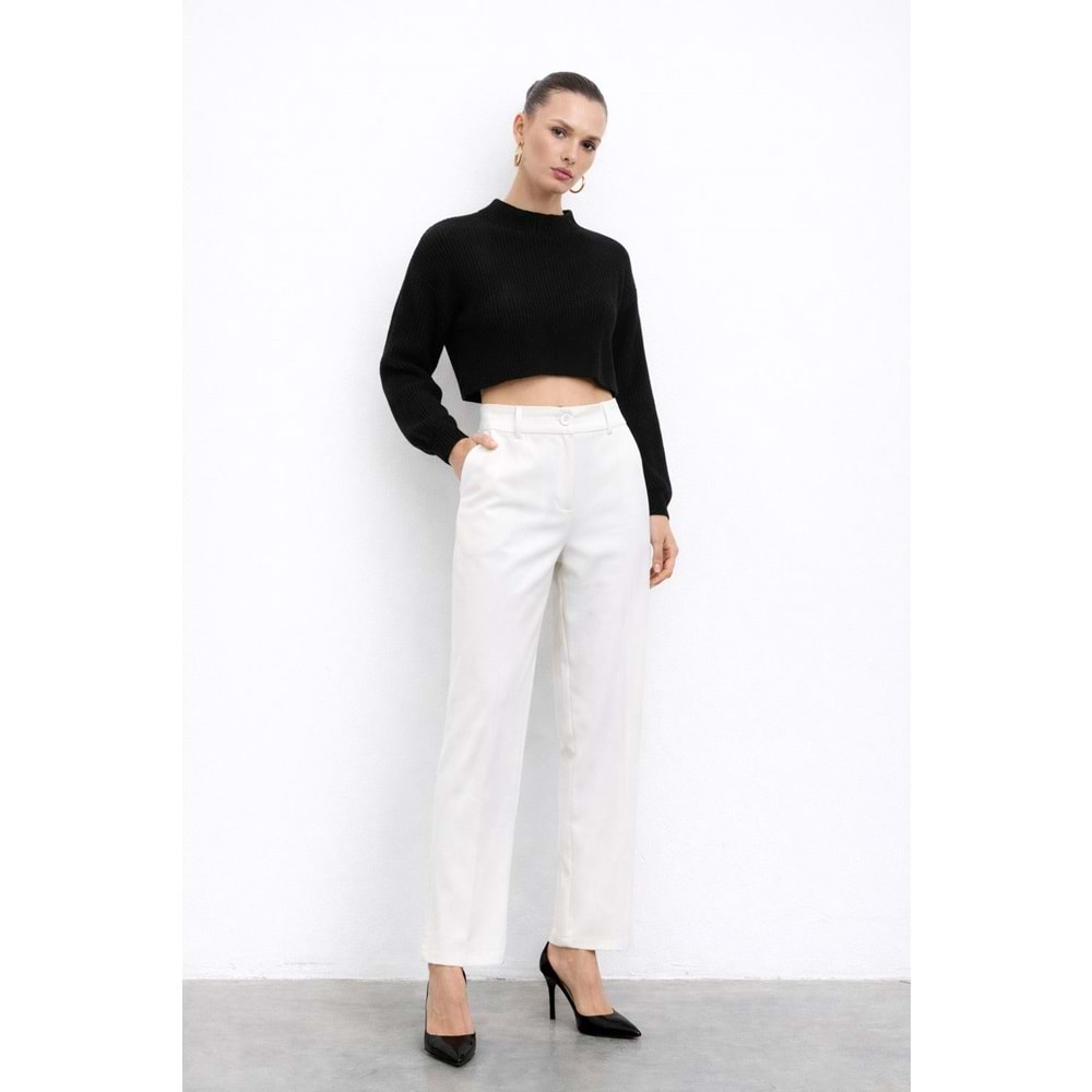 Ekru Renk İspanyol Paça Pantolon - BEYAZ - M - ST00114-11275