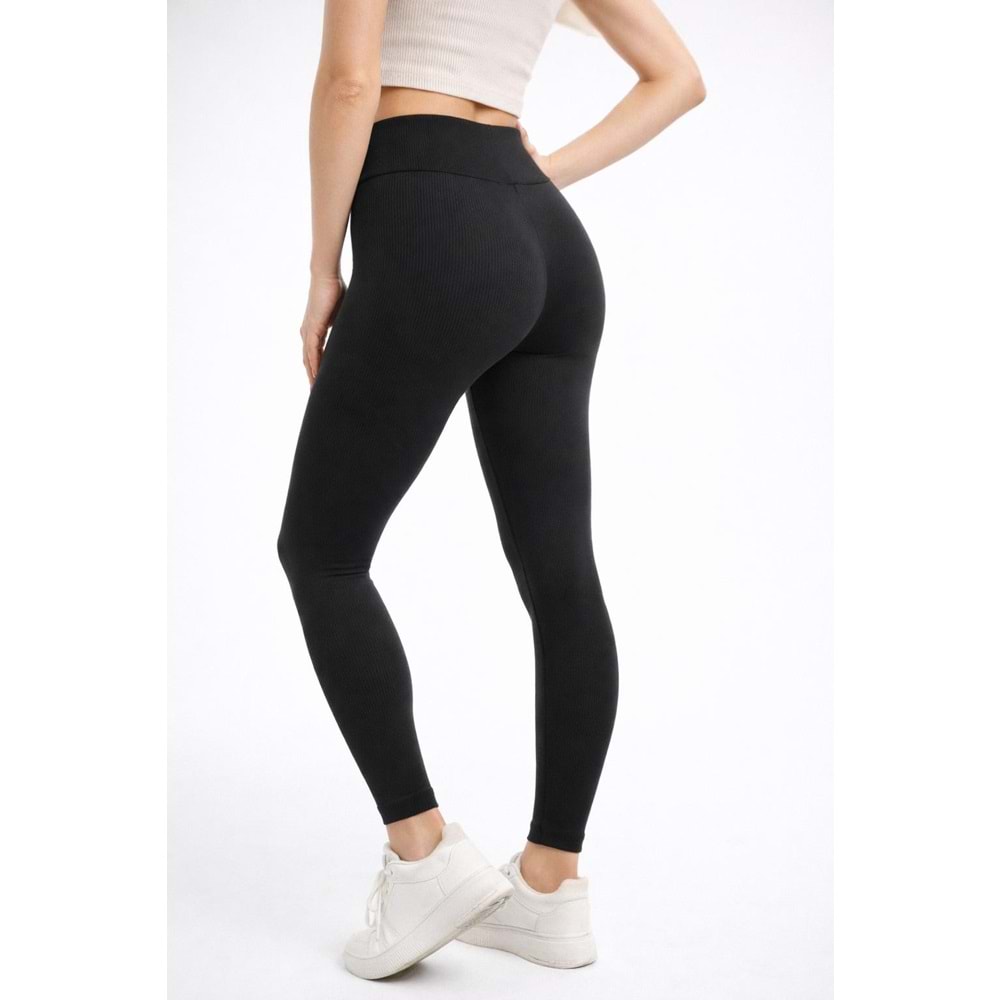 Kadın Tayt Karşorse Siyah Şardonlu - Premium - L