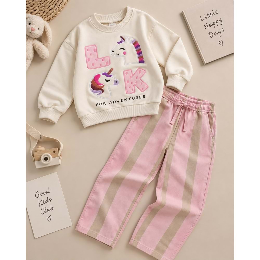 Look Unicorn Baskılı Alt Üst Takım - PASTEL PEMBE - 7-8 YAŞ - ST00284-PASTEL PEMBE-7-8 YAŞ