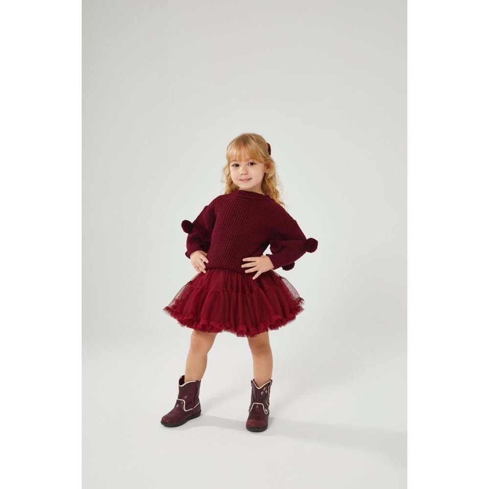Karnaval Tütü Etekli Alt Üst Takım - BORDO - 7-8 YAŞ - ST00286-BORDO-7-8 YAŞ