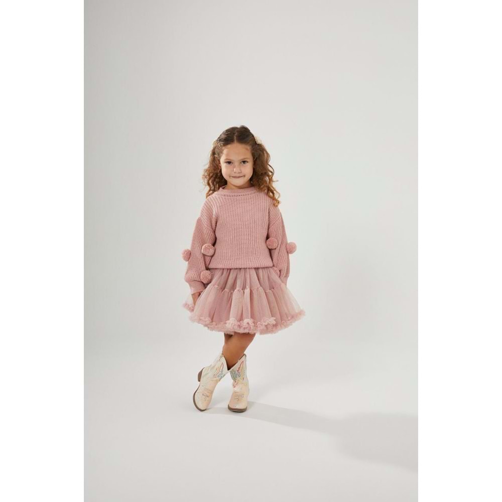 Karnaval Tütü Etekli Alt Üst Takım - PASTEL PEMBE - 5-6 YAŞ - ST00286-PASTEL PEMBE-5-6 YAŞ