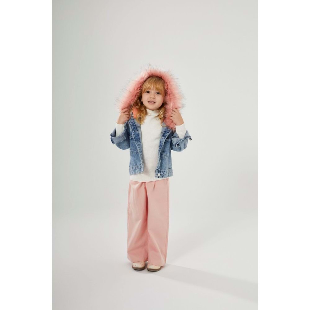 Çıkarılabilir Peluş Kürk Detaylı Kot Ceket - BLUE JEAN - 7-8 YAŞ - ST00298-BLUE JEAN-7-8 YAŞ
