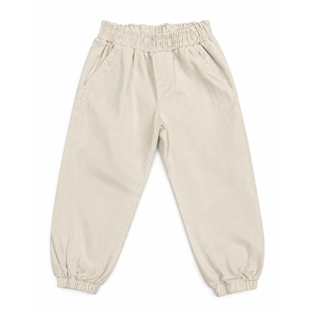 Unisex Çocuk Bej Renk Balon Pantolon Paça Lastikli