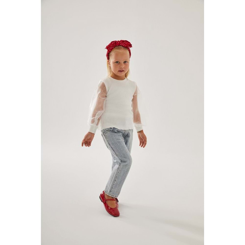 Organze Kol Beyaz Renk Body - BEYAZ - 2-3 YAŞ - ST00311-BEYAZ-2-3 YAŞ