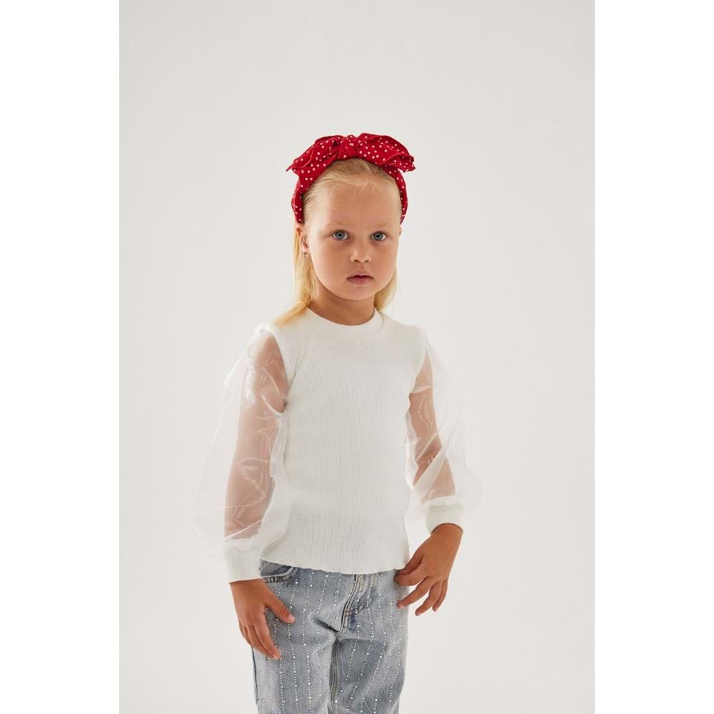 Organze Kol Beyaz Renk Body - BEYAZ - 2-3 YAŞ - ST00311-BEYAZ-2-3 YAŞ