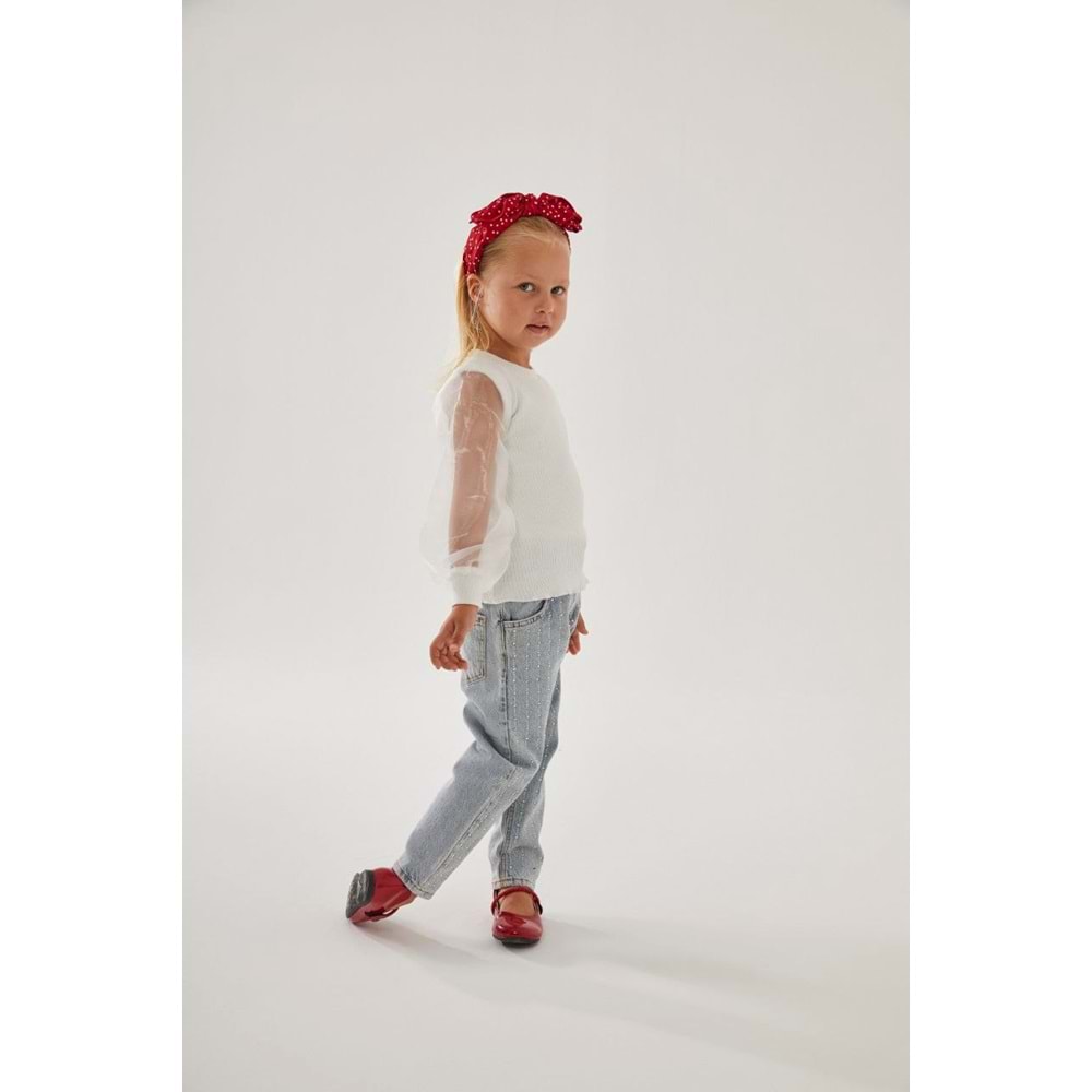 Organze Kol Beyaz Renk Body - BEYAZ - 2-3 YAŞ - ST00311-BEYAZ-2-3 YAŞ