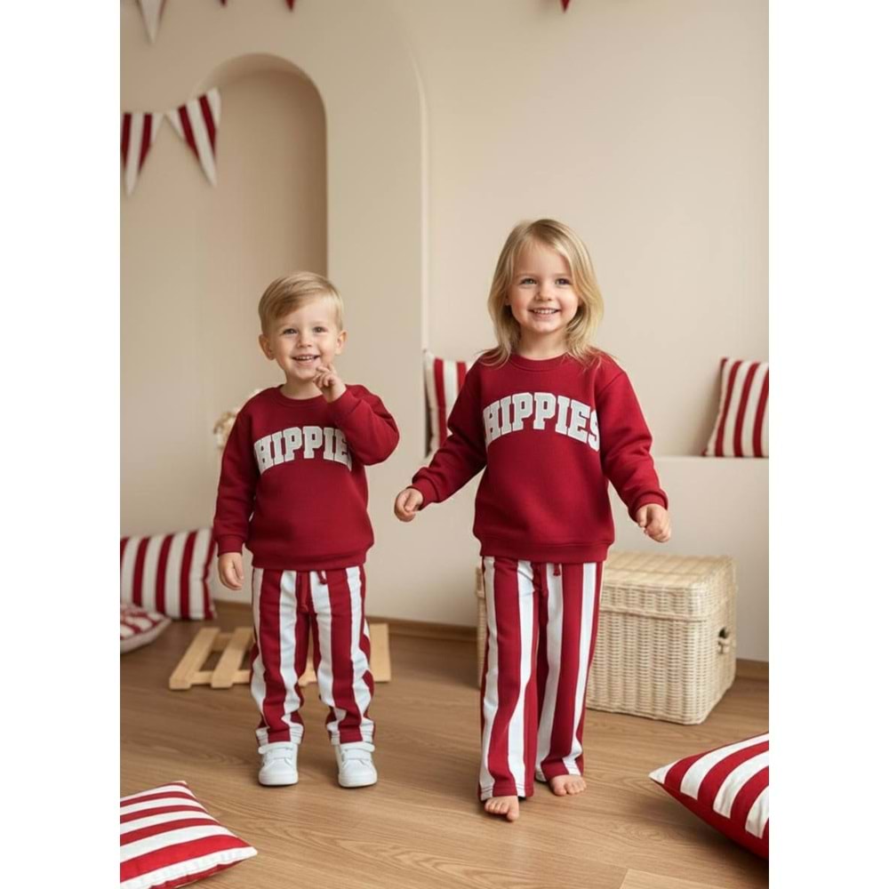 Chippies Bordo Renk Alt Üst Eşofman Takım