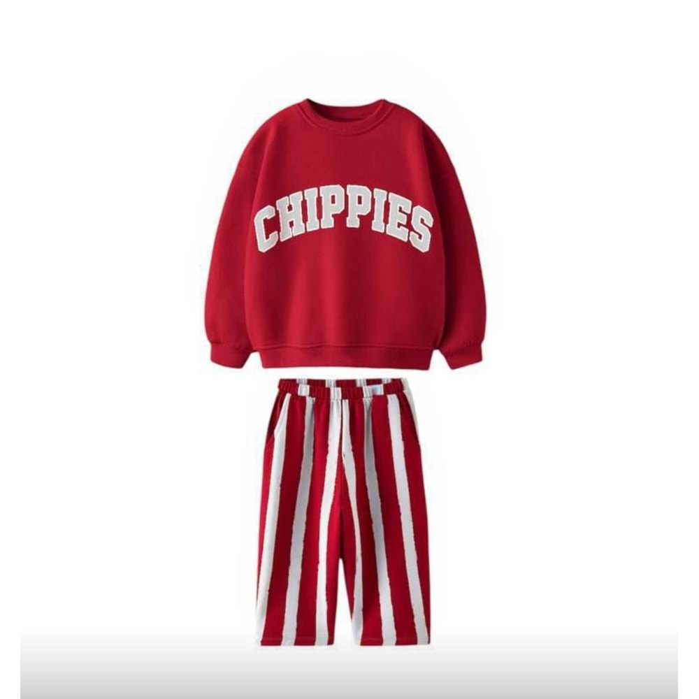 Chippies Bordo Renk Alt Üst Eşofman Takım