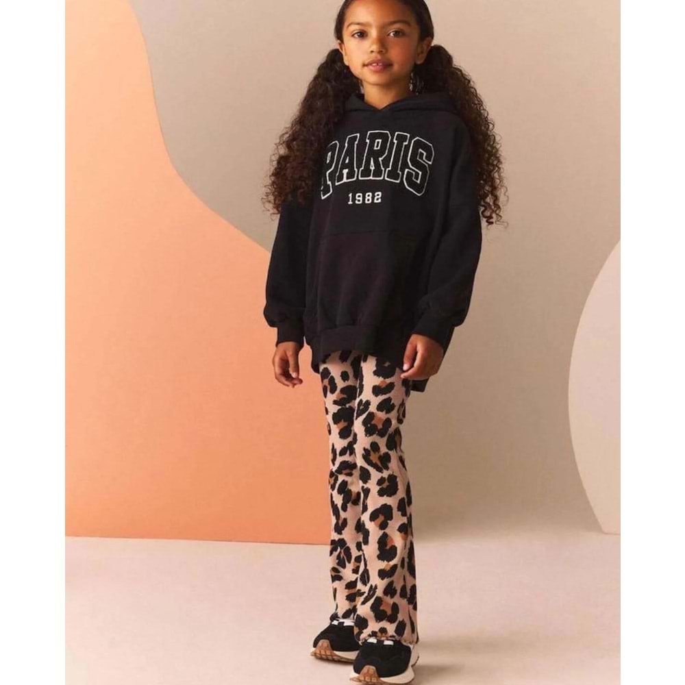 Paris ! Siyah Sweat Leopar Alt Üst Takım - DESENLİ - 2-3 YAŞ - ST00360-DESENLİ-2-3 YAŞ