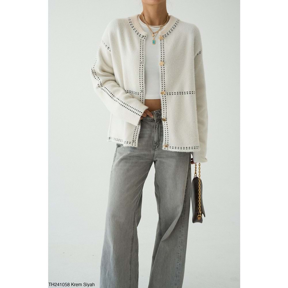 Tasarım Hırka Gold Düğme Detaylı - KREM - STANDART - ST00590-KREM-STANDART