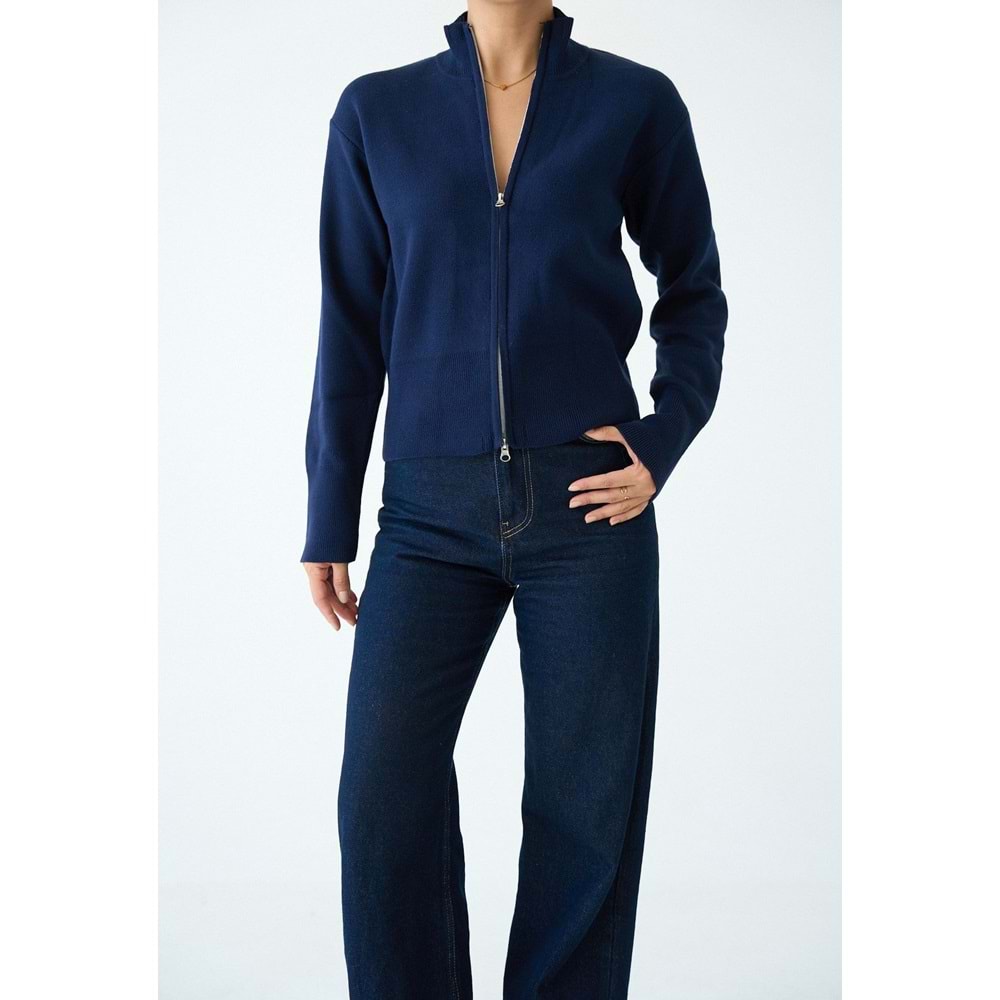 Lacivert Renk Çift Taraf Açılabilir Fermuarlı Hırka