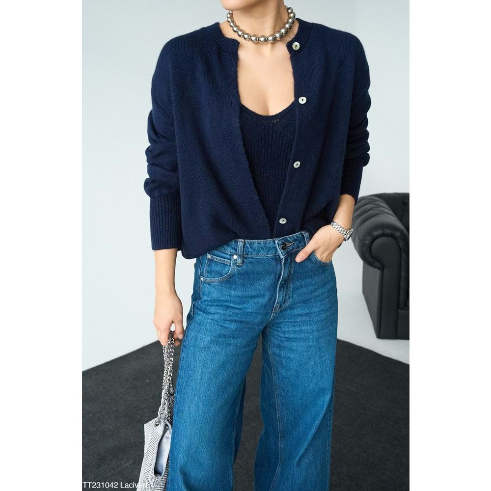 Lacivert Renk Atlet - Hırka Triko 2 Parça Takım