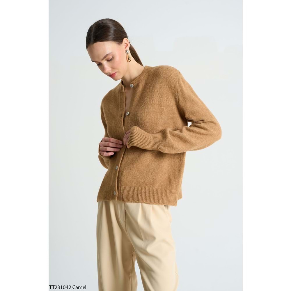 Camel Renk Atlat - Hırka 2 Parçalı Set Takım