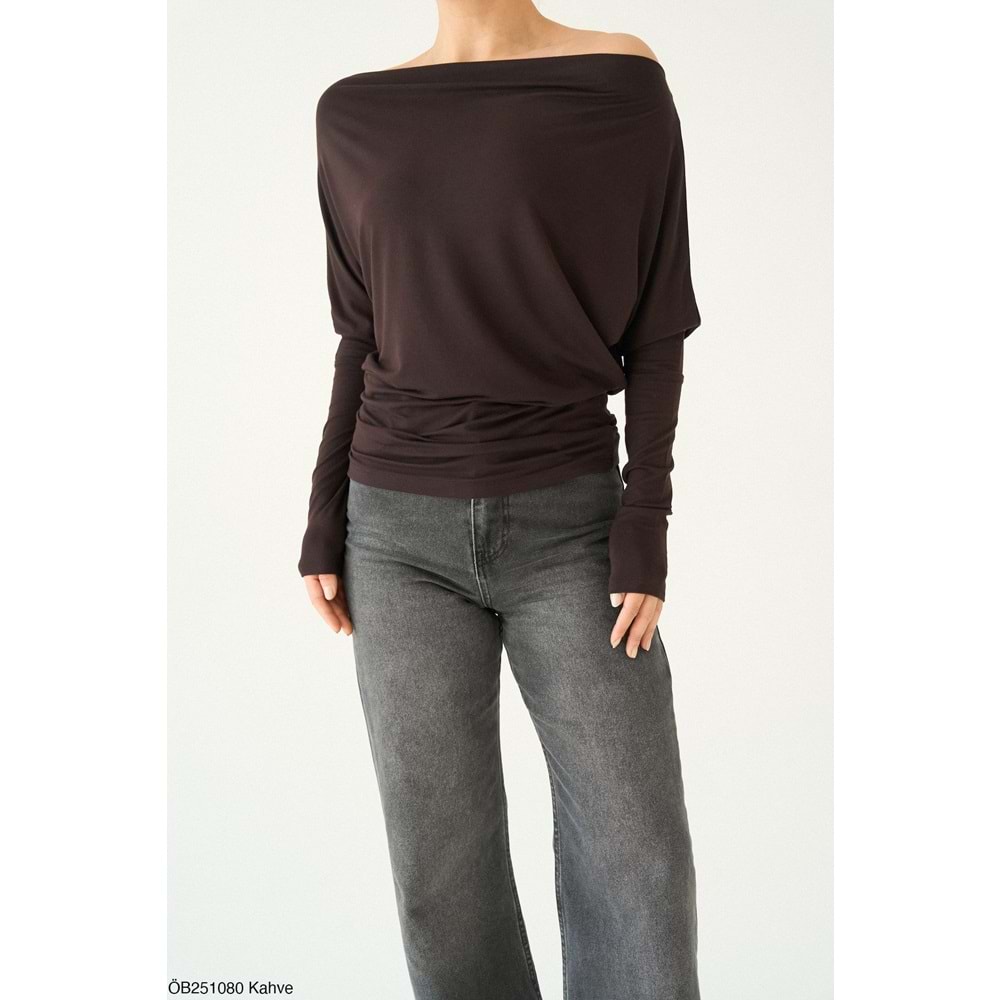 Düşük Omuz Viskon Bluz