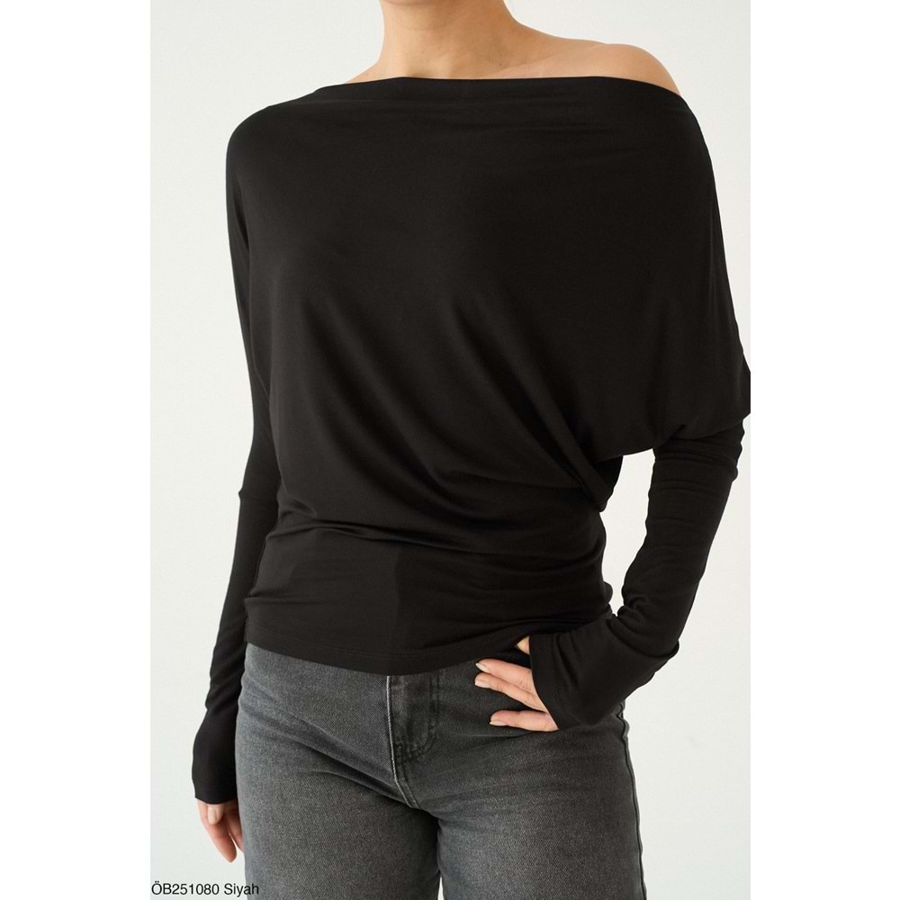 Düşük Omuz Viskon Bluz