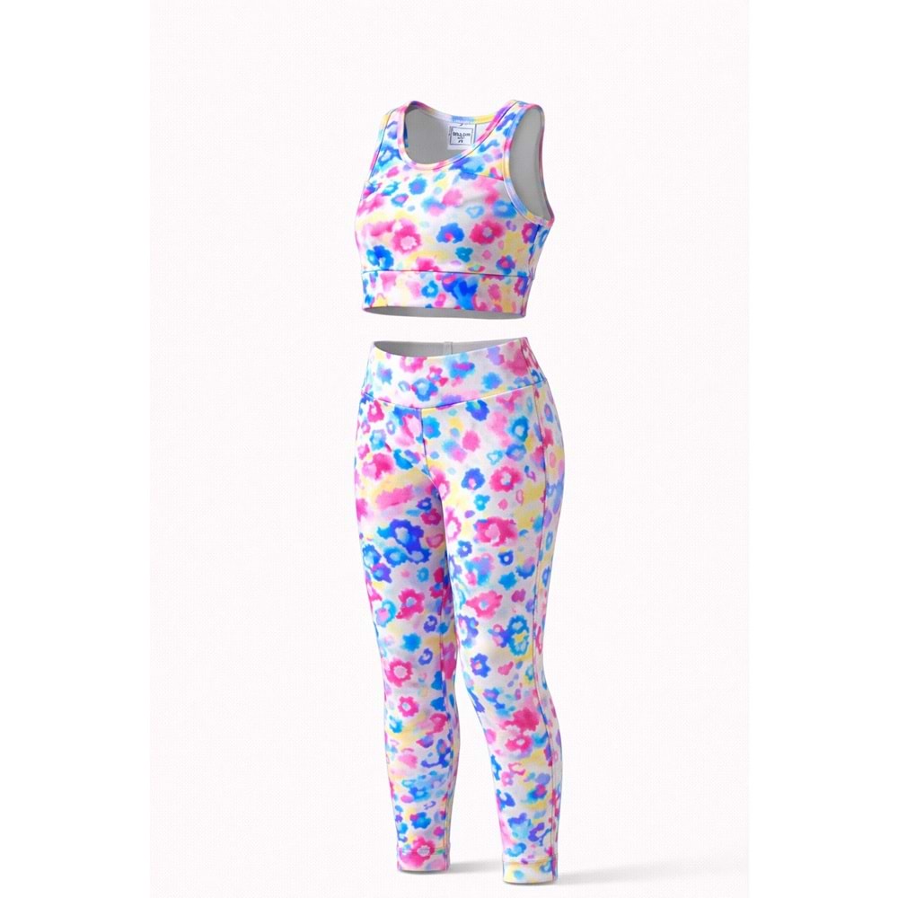 Kız Çocuk Color POP Batik Desen Spor Crop Alt Üst Takım - ÇOK RENKLİ - 11-12 YAŞ