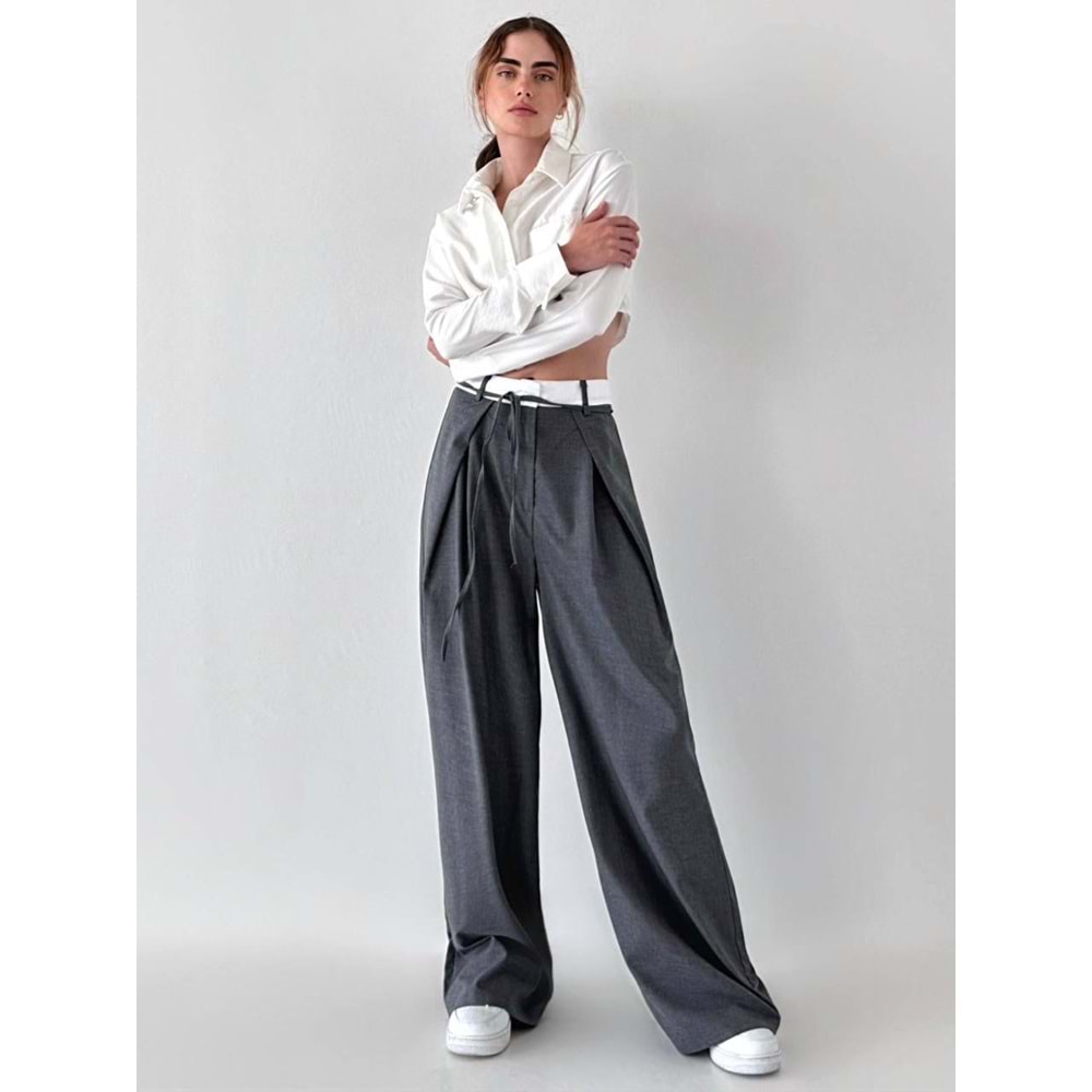 Street Couture Antrasit - Haki - Siyah Palazzo Pantolon