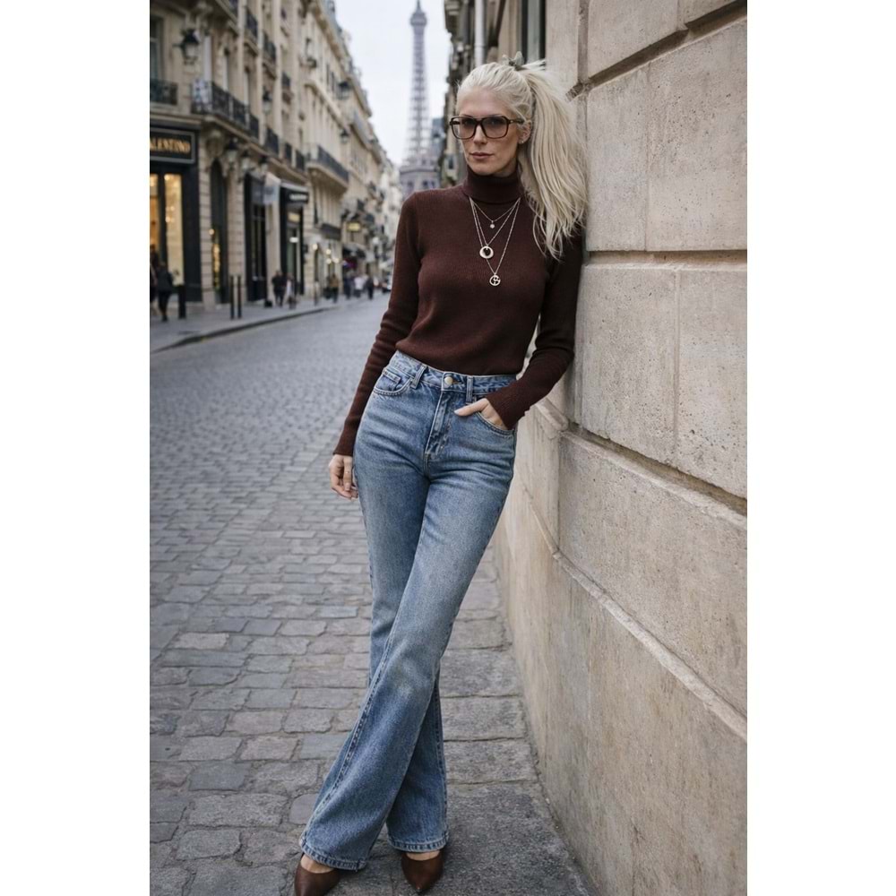 Icon Flare Denim / Kot Pantolon Vintage Yıkamalı - MAVİ - 34