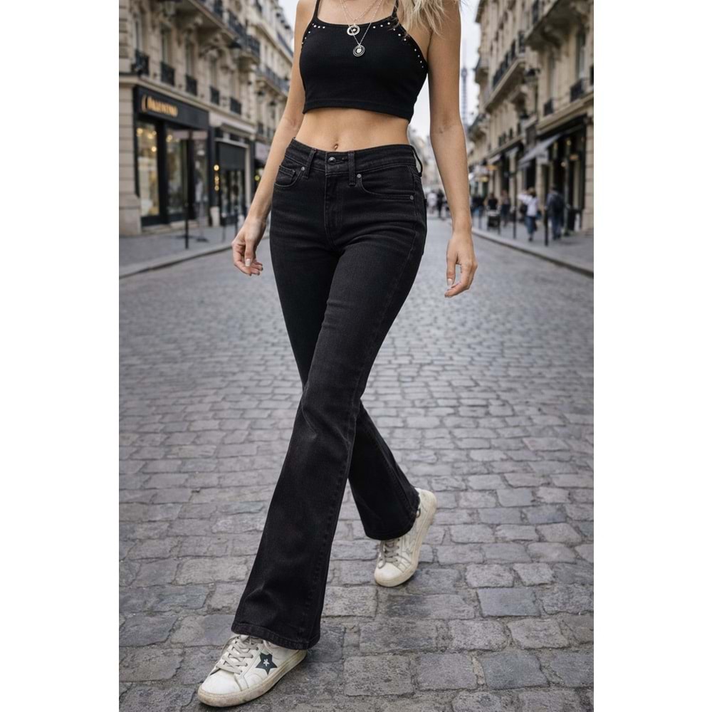 Midnight Black Flare Denim - Kot Pantolon - SİYAH - 34