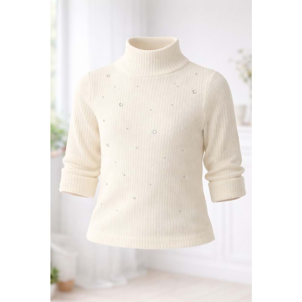 Kız Çocuk Yarım Balıkçı Baharlık Kaşkorse Bluz Zımba Detay