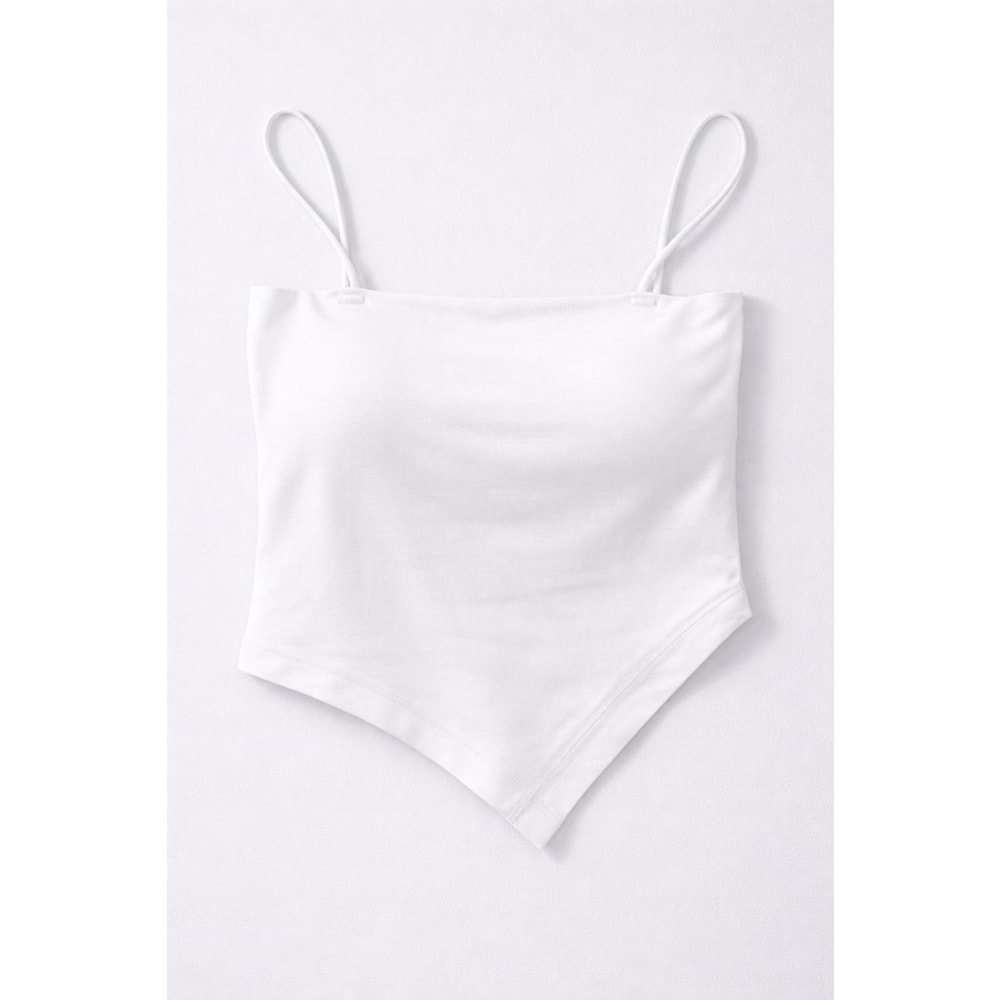 Essential Basic Strap Crop -Kendinden Sütyenli Basic Üst - EKRU - S