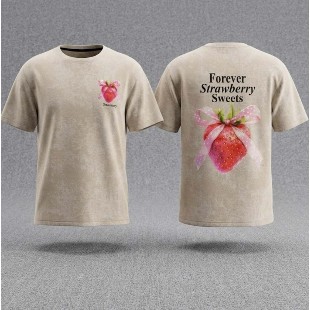 Forever Strawberry Kız Çocuk T-Shirt - TAŞ - 11 YAŞ