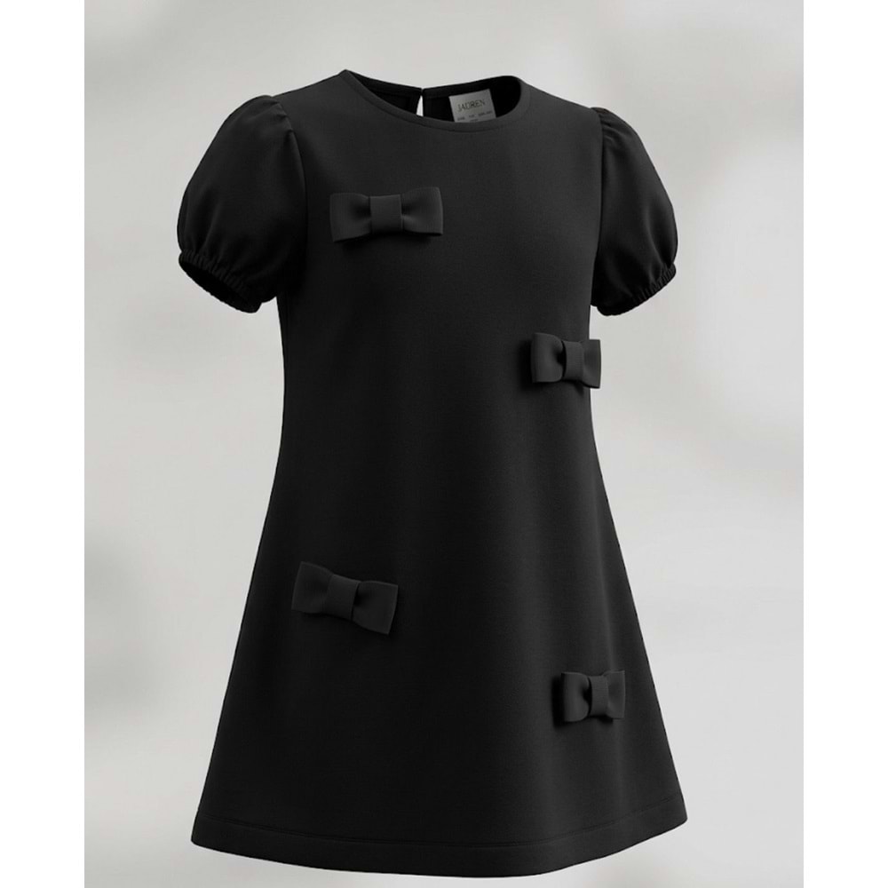 Little Duchess Fiyonklu Mini Elbise - Siyah - SİYAH - 4-5 YAŞ