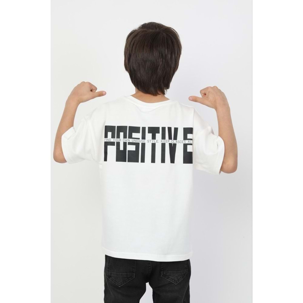 Always Positive ! Sırt Detay Baskılı Erkek Çocuk T-Shirt - BEYAZ - 5-6 YAŞ