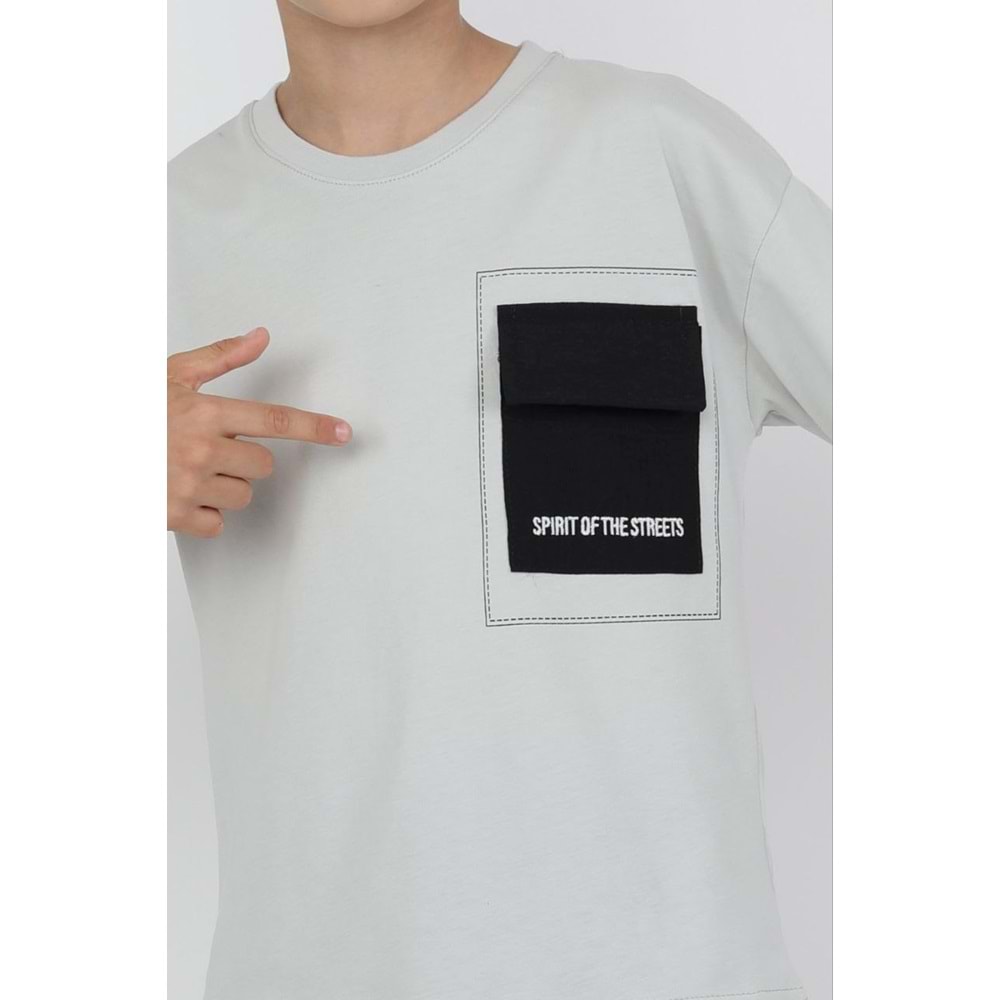 Always Positive ! Sırt Detay Baskılı Erkek Çocuk T-Shirt - GRİ - 5-6 YAŞ