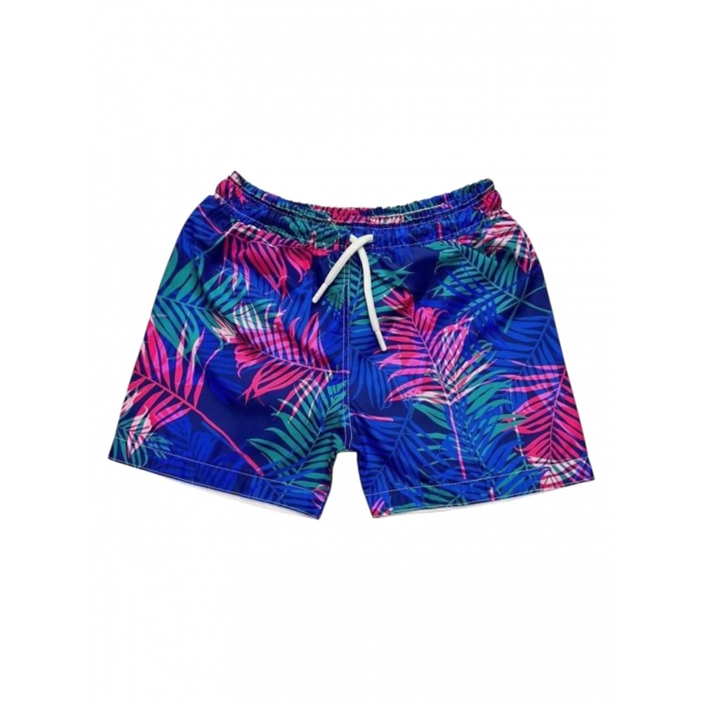 Yeni Sezon Erkek Çocuk Desenli Baskılı Bel Bağcıklı Şort Mayo Fileli Tam / Regular Kalıp - ALTIN - 2-3 YAŞ