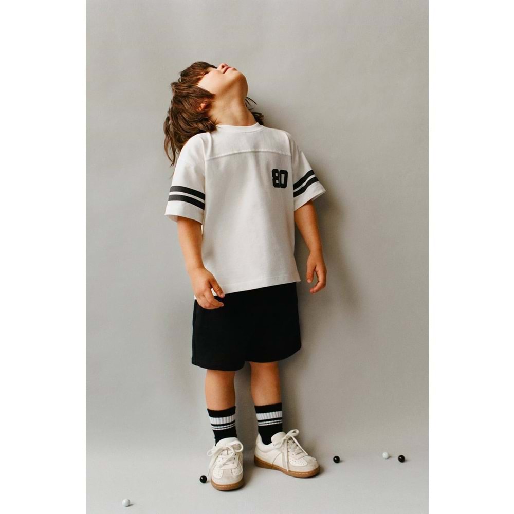 City Boy 80 Edition T-Shirt - Şort Alt Üst Takım Yeni Sezon - SİYAH - 3-4 YAŞ