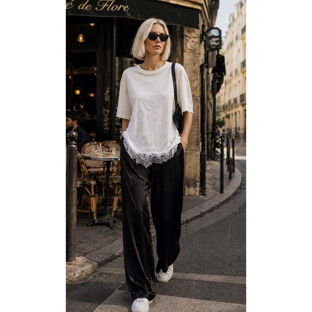 Silk Street Palazzo Saten Geniş Kesim Pantolon