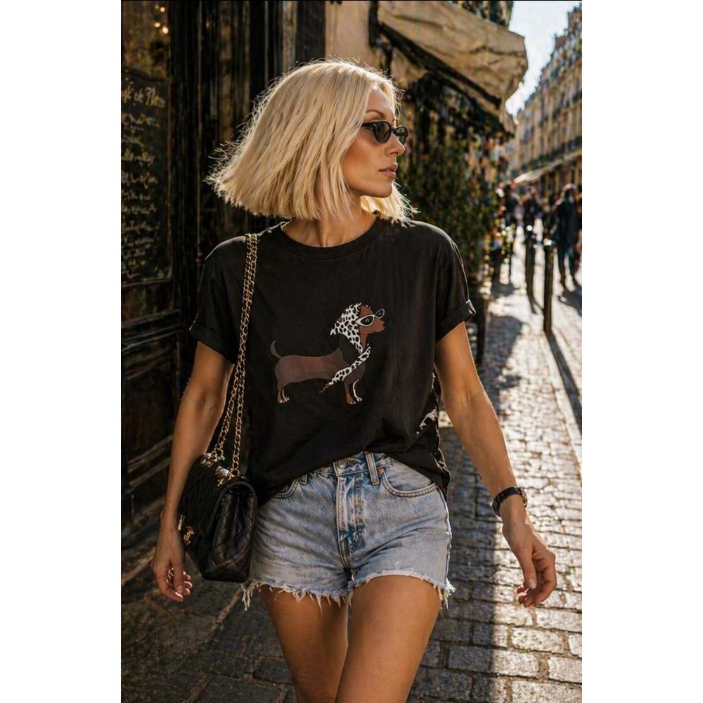 Yeni Sezon Ikonik Baskılı Premium T-Shirt Luxury Edition - KAHVERENGİ - L - ST01203-KAHVERENGİ-L