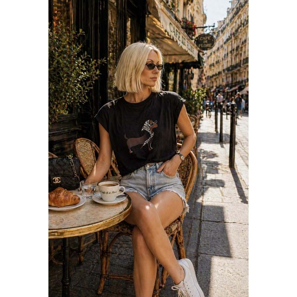 Yeni Sezon Ikonik Baskılı Premium T-Shirt Luxury Edition - KAHVERENGİ - L - ST01203-KAHVERENGİ-L