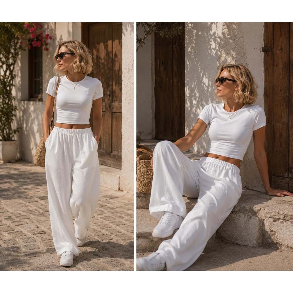 Ibeeka - Kısa Kol Basic Crop T-Shirt %100 Pamuk // Sarı - Beyaz - Siyah - Kırmızı