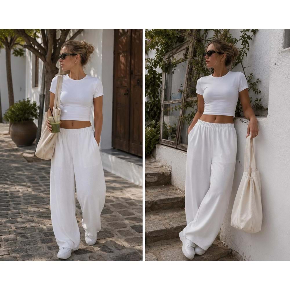 Ibeeka - Kısa Kol Basic Crop T-Shirt %100 Pamuk // Sarı - Beyaz - Siyah - Kırmızı