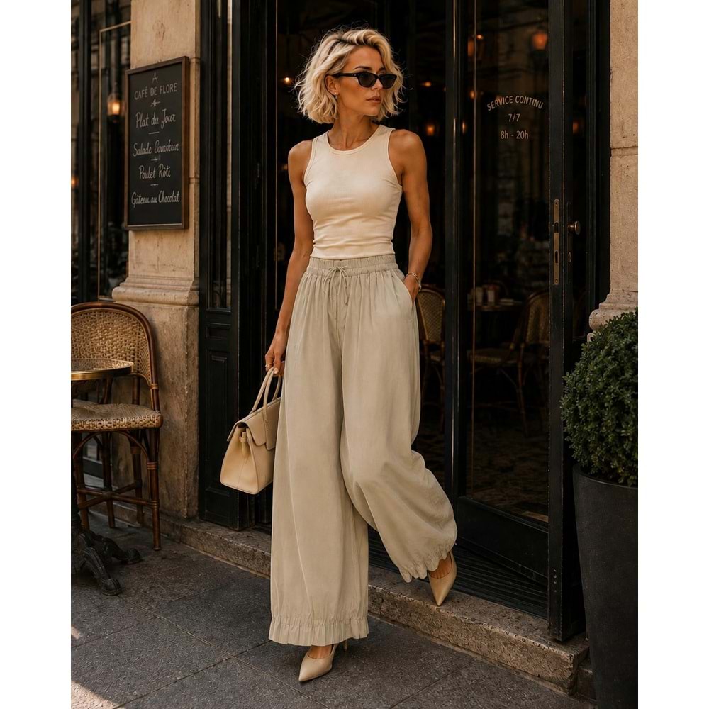 Urban Ease Paça Pile Detaylı Baggy Pantolon Geniş Kesim / Oversize