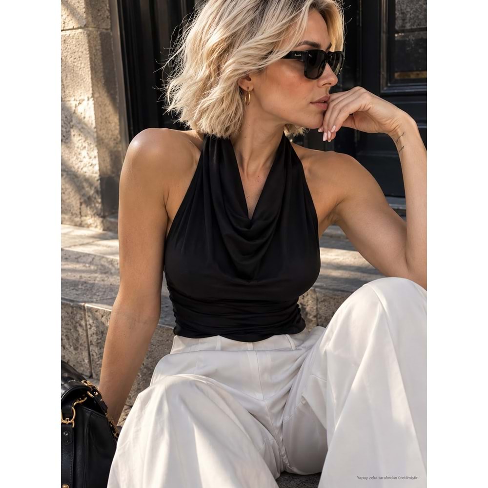 Muse Degaje Yaka - Sırt Dekolteli Çıtçıt Kapama Body