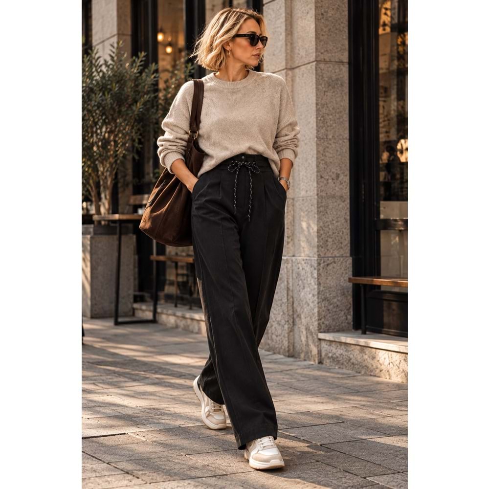 Brooklyn Cord Bağcıklı Kadife Pantolon