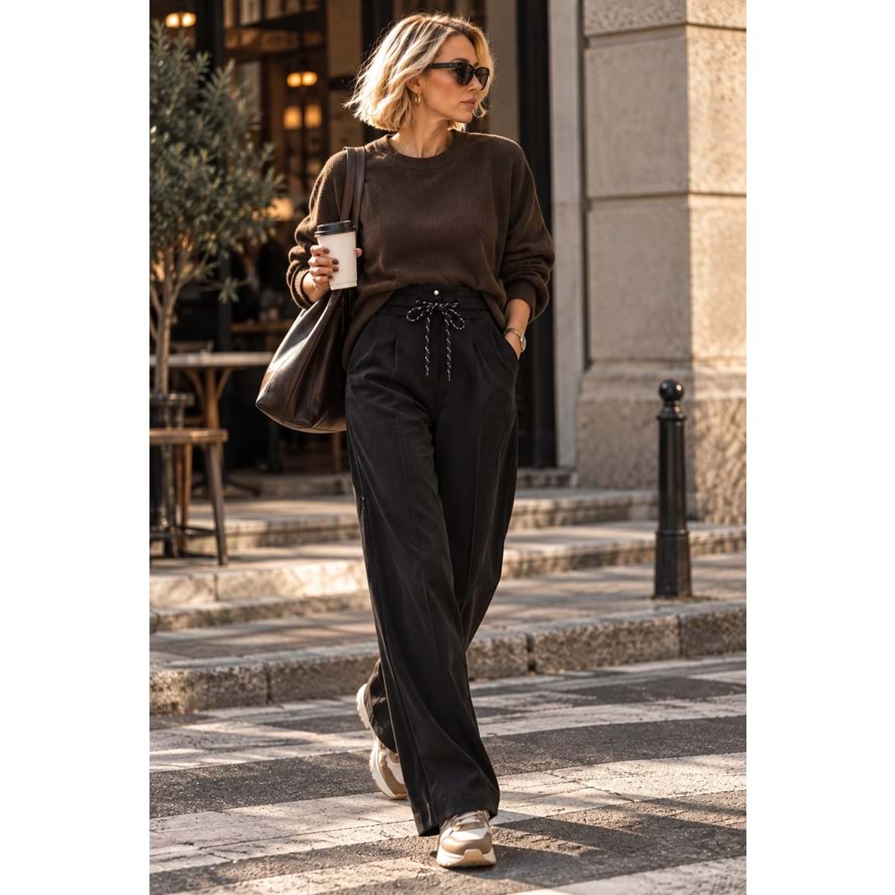 Brooklyn Cord Bağcıklı Kadife Pantolon
