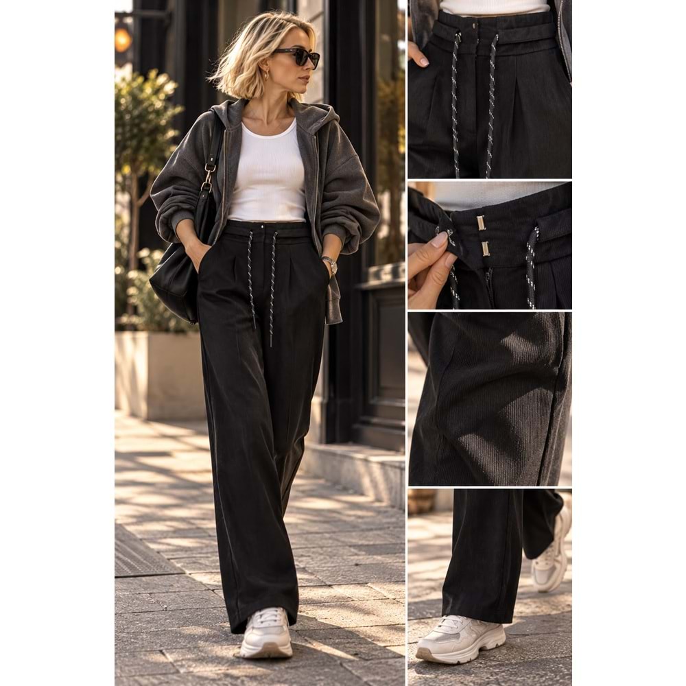 Brooklyn Cord Bağcıklı Kadife Pantolon