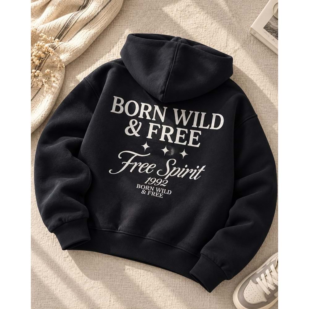 Erkek Çocuk Koyu Lacivert Baskılı Sweatshirt - Rahat Kalıp Uzun Kollu Üst - Hoodie