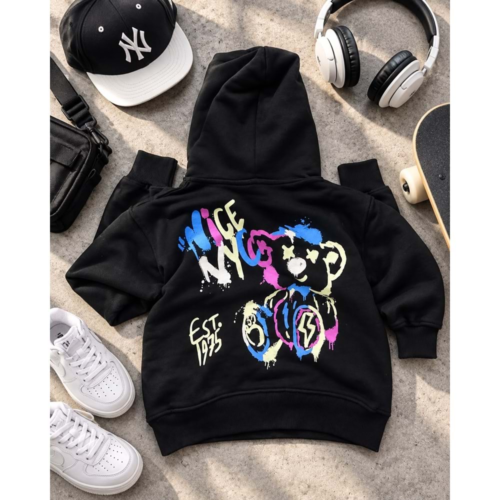 Kız - Erkek Çocuk Kapüşonlu Sırt Baskı Detaylı Sweatshirt - Hoodie
