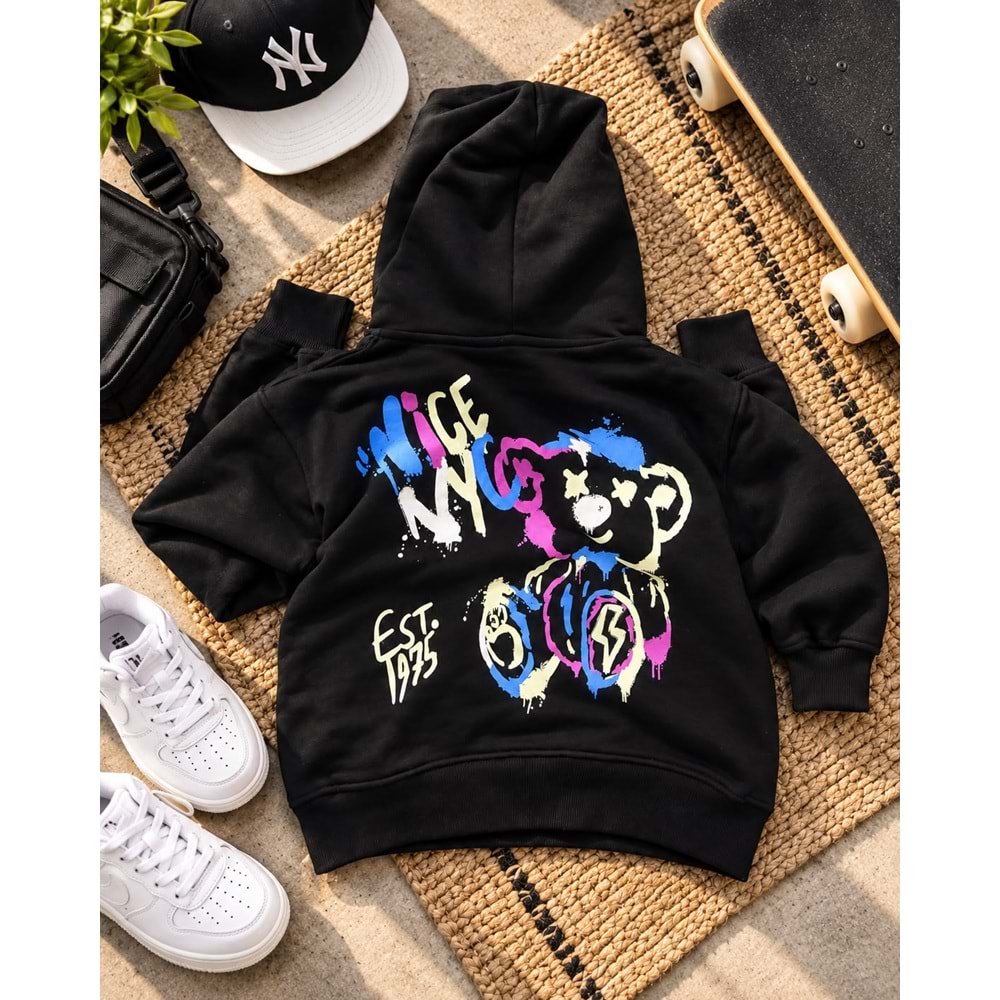 Kız - Erkek Çocuk Kapüşonlu Sırt Baskı Detaylı Sweatshirt - Hoodie