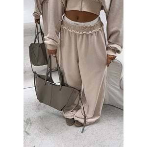 Kadın Yeni Sezon Vizon Renk Fermuar Kapama Eşofman Takımı 2 Parça