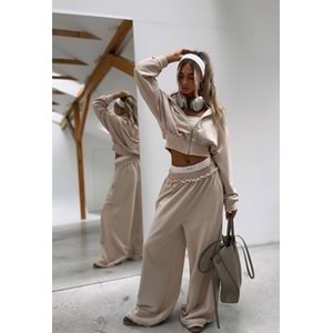 Kadın Yeni Sezon Vizon Renk Fermuar Kapama Eşofman Takımı 2 Parça