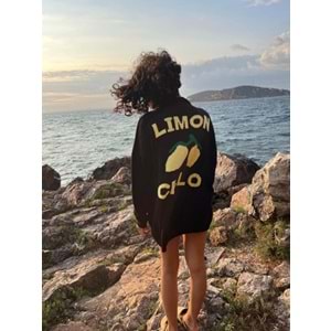 Kadın Giyim Yeni Sezon Siyah Renk Sırt Limon Cello Dokuma Detaylı Düğme Kapamalı Hırka