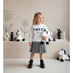 Kız Çocuk Polo Yaka Sweatshirt - Etek Trend Alt Üst Takım Yeni Sezon